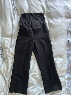 H&M Black Wide-Leg Maternity Pants with Fold-Over Panel